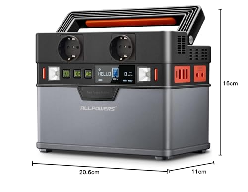 ALLPOWERS S300 PLUS Tragbarer Powerstation 288Wh Mobile Stromversorgung Generatoren 300W Batterie Mobiler Stromspeicher für Garten Party Reise Camping Wohnmobil Notfall