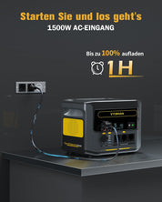 VTOMAN FlashSpeed 1500 Tragbare Powerstation 1548Wh - LiFePO4 Batterie Betriebener Solar Generator mit 230V/1500W AC Ausgang/Eingang, Schnelle Vollladung in 1 Stunde für Zuhause, Camping, Angeln