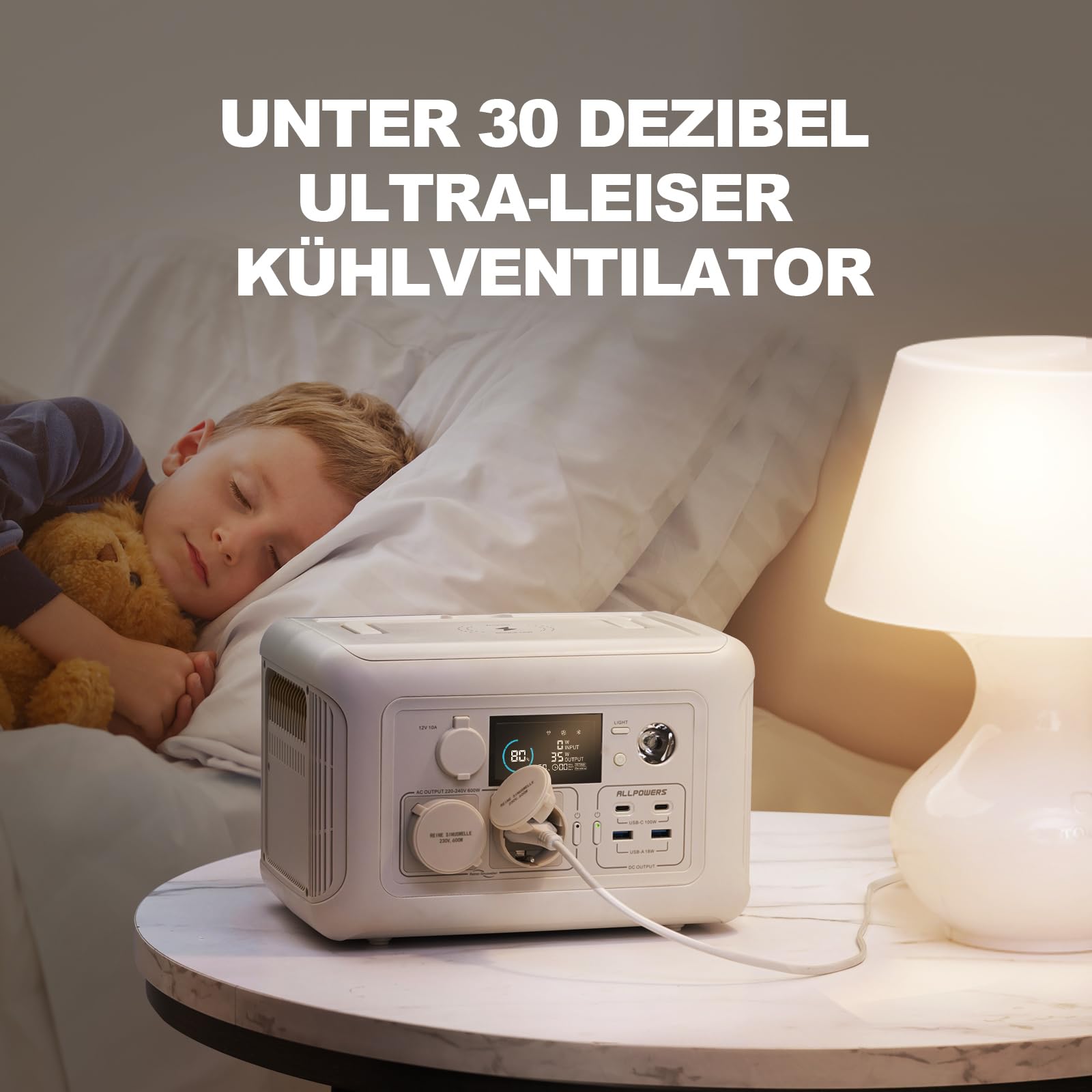 ALLPOWERS R600 Solargenerator mit 140W Solarpanel, 2x 600W (1200W Spitze) AC Ausgang, 299WH LiFePO4 Batterie Tragbare Powerstation, Mobile Stromversorgung für Garten Reise Camping Wohnmobil Notfall