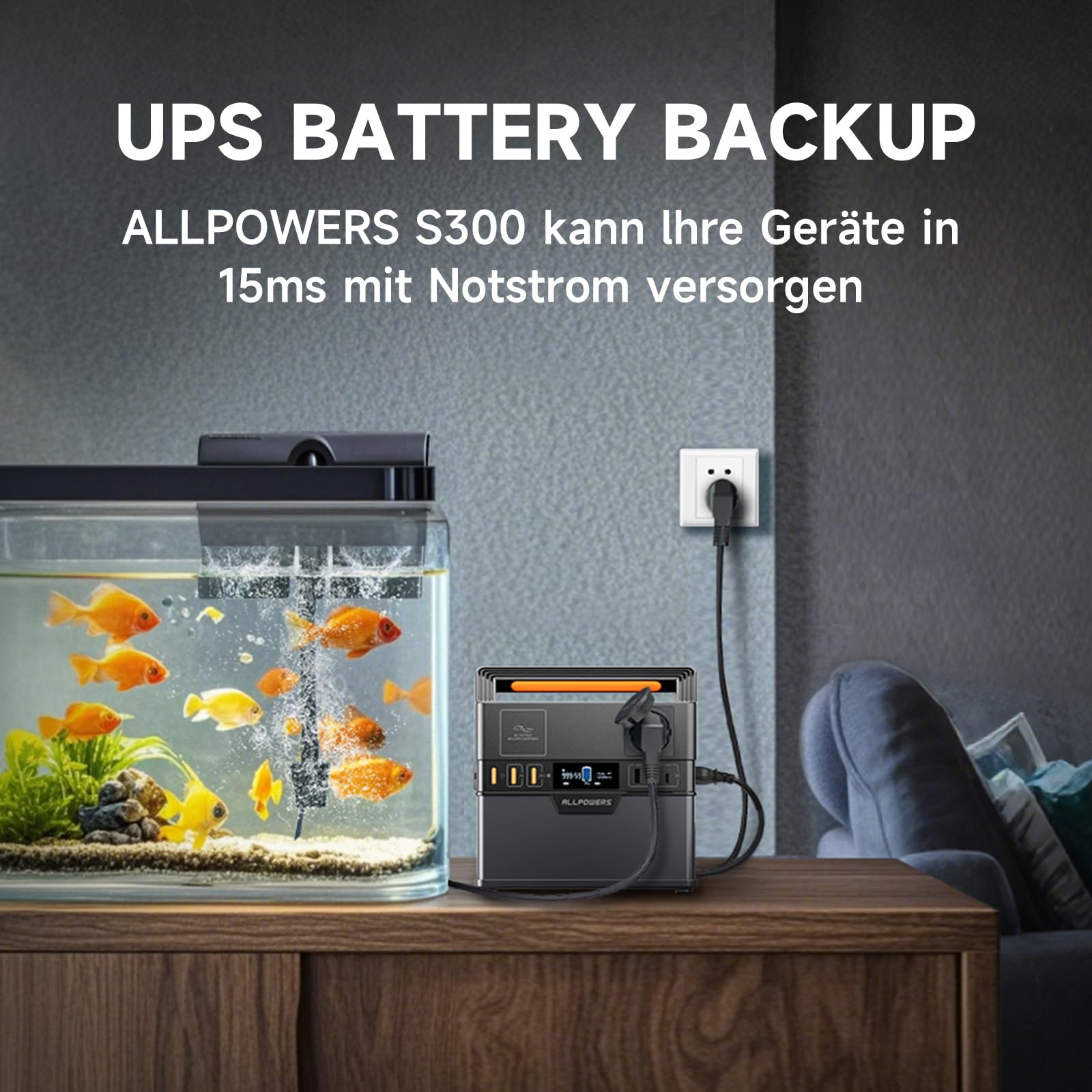 ALLPOWERS S300 PLUS Tragbarer Powerstation 288Wh Mobile Stromversorgung Generatoren 300W Batterie Mobiler Stromspeicher für Garten Party Reise Camping Wohnmobil Notfall