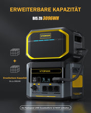 VTOMAN FlashSpeed 1500 Tragbare Powerstation 3096Wh - 1500W(Spitze 3000W) Solar Generatoren Paket (Inklusive Zusatzbatterie & 400W Solarpanel), LiFePO4 Batterie 12 Ausgangsport für Notstrom, Camping