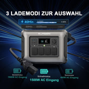 ALLPOWERS Solargenerator R1500 mit 100W Solarpanel, LiFePO4 Akku, 1800W Powerstation mit 100W USB-C/Kabelloses Laden Ausgang, LFP Powerstation für Outdoor, Camping, Stromreserve, RV