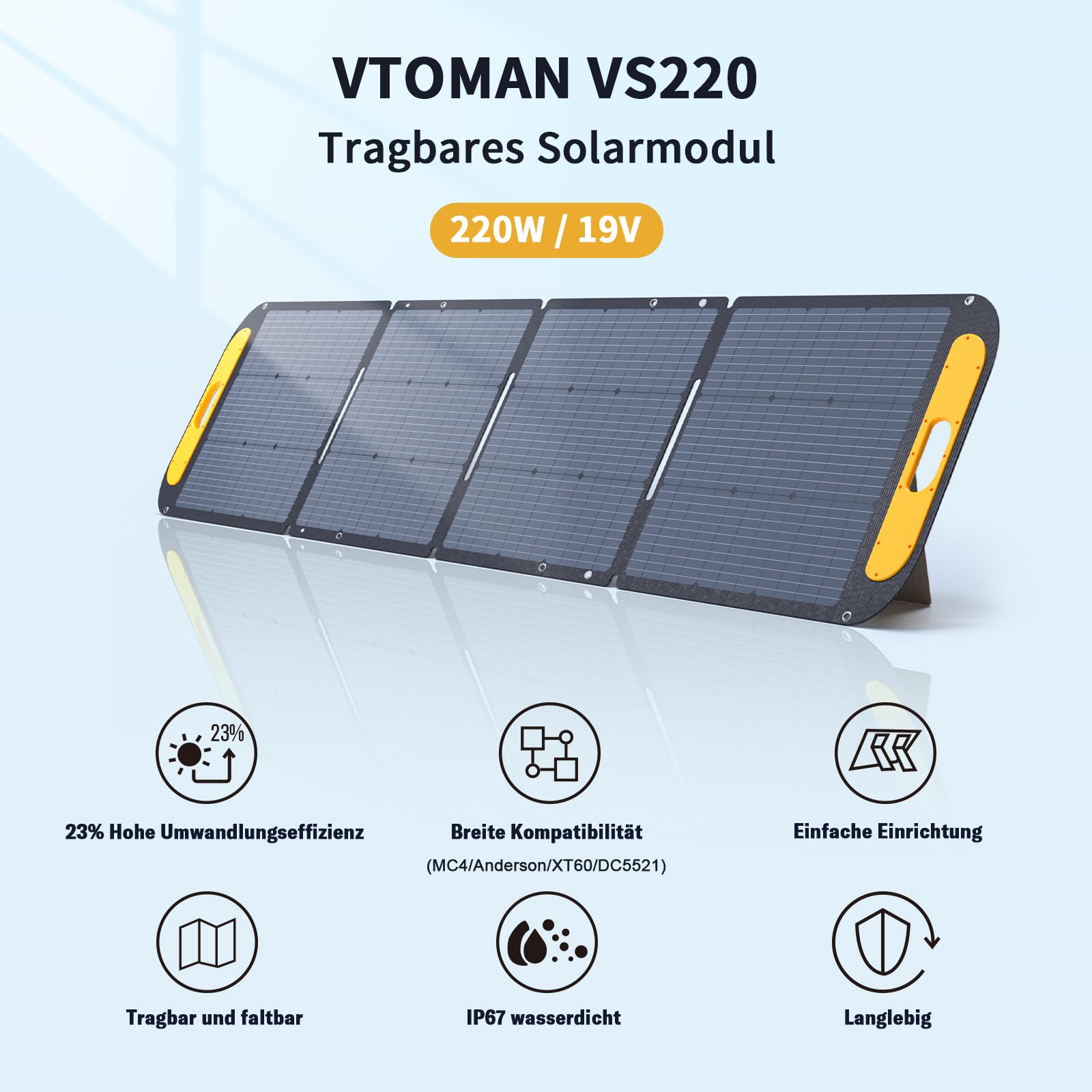 VTOMAN Tragbare Powerstation 1000W (2000W Spitze), 828Wh LiFePO4 Solargenerator mit 200W Solarpanel, 0-80% in 60 Min Schnellladung, Erweiterbar bis 2376Wh für Notfall, Camping, Reise, Wohnmobil