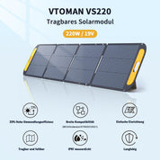 VTOMAN Tragbare Powerstation 1000W (2000W Spitze), 828Wh LiFePO4 Solargenerator mit 200W Solarpanel, 0-80% in 60 Min Schnellladung, Erweiterbar bis 2376Wh für Notfall, Camping, Reise, Wohnmobil