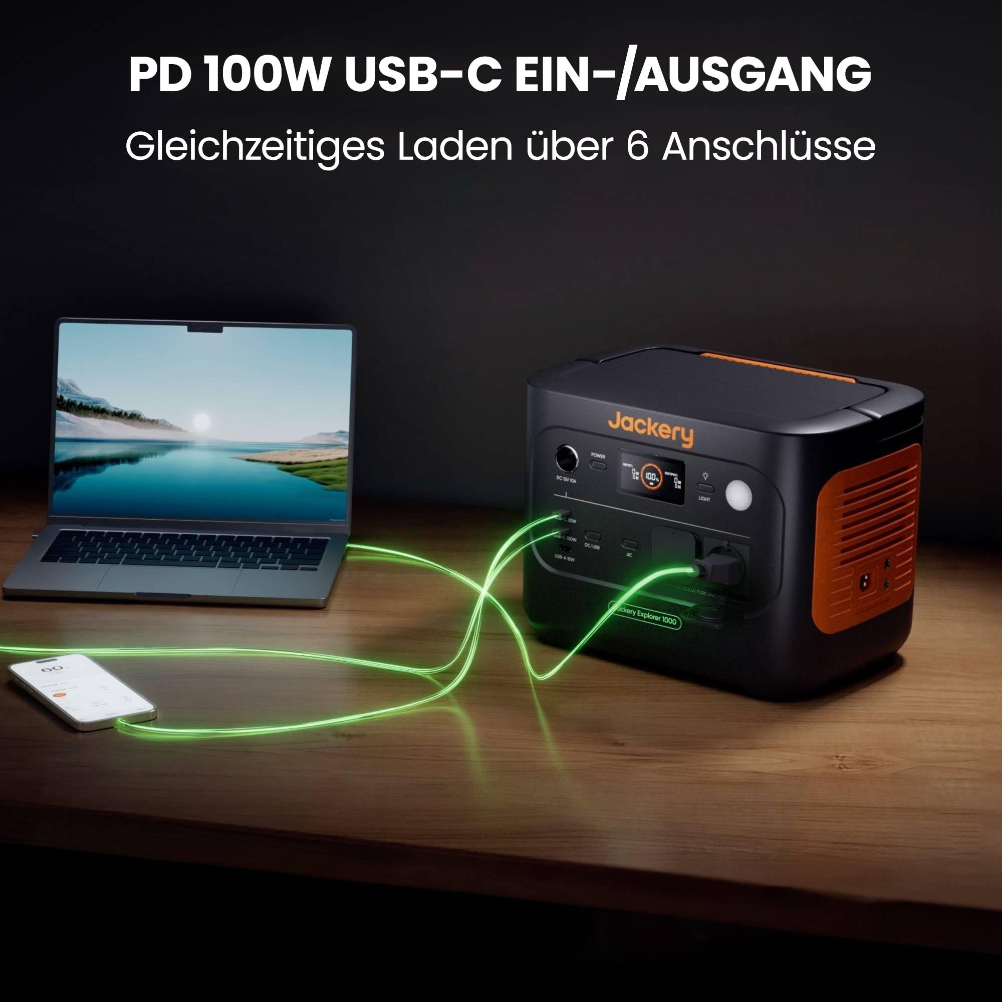 Jackery Solargenerator 1000 v2 mit 100W Solarpanel, 1070Wh LiFePO4 Tragbare Powerstation, 1500W AC/100W USB-C Ausgang, 1 Std. Schnellladung für Outdoor, Off-Grid, RV, Notfall