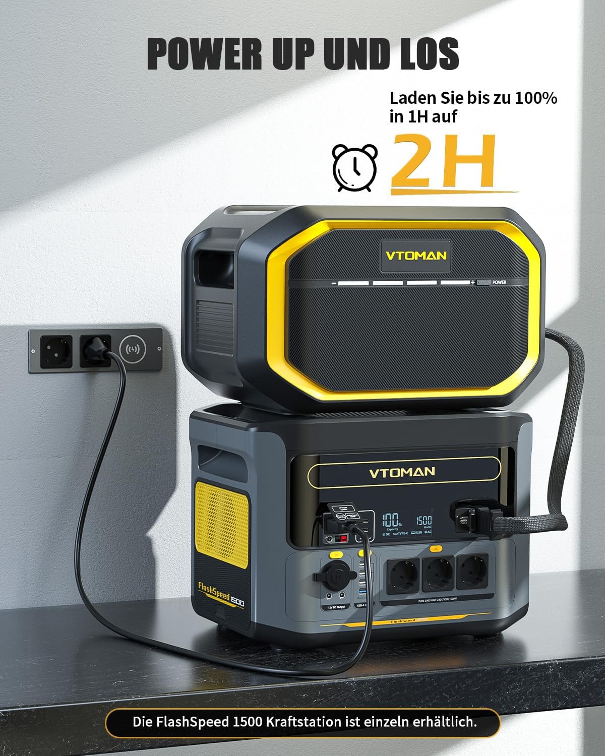 VTOMAN FlashSpeed 1500 Tragbare Powerstation 3096Wh - 1500W(Spitze 3000W) Solar Generatoren Paket (Inklusive Zusatzbatterie & 400W Solarpanel), LiFePO4 Batterie 12 Ausgangsport für Notstrom, Camping