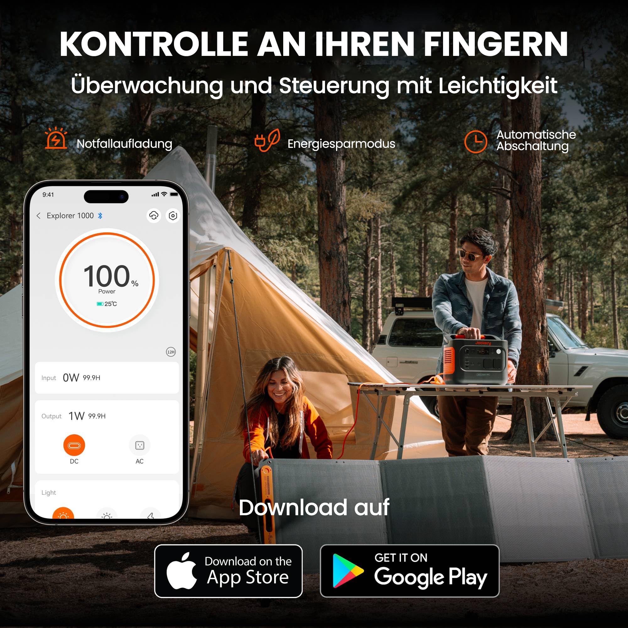 Jackery Solargenerator 1000 v2 mit 100W Solarpanel, 1070Wh LiFePO4 Tragbare Powerstation, 1500W AC/100W USB-C Ausgang, 1 Std. Schnellladung für Outdoor, Off-Grid, RV, Notfall