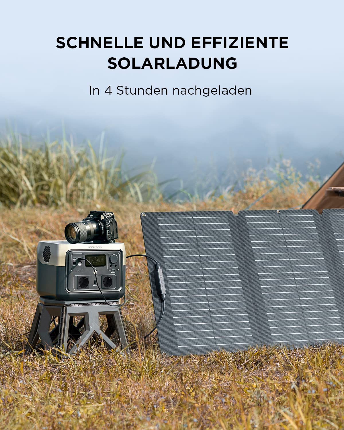 EF ECOFLOW Tragbare Powerstation RIVER 2 MAX mit 160W faltbare solar panel, 512 Wh Solargenerator mit LiFeP04, Schnellladung in 1 Stunde, bis zu 1000 W Leistung, Balkonkraft für Camping