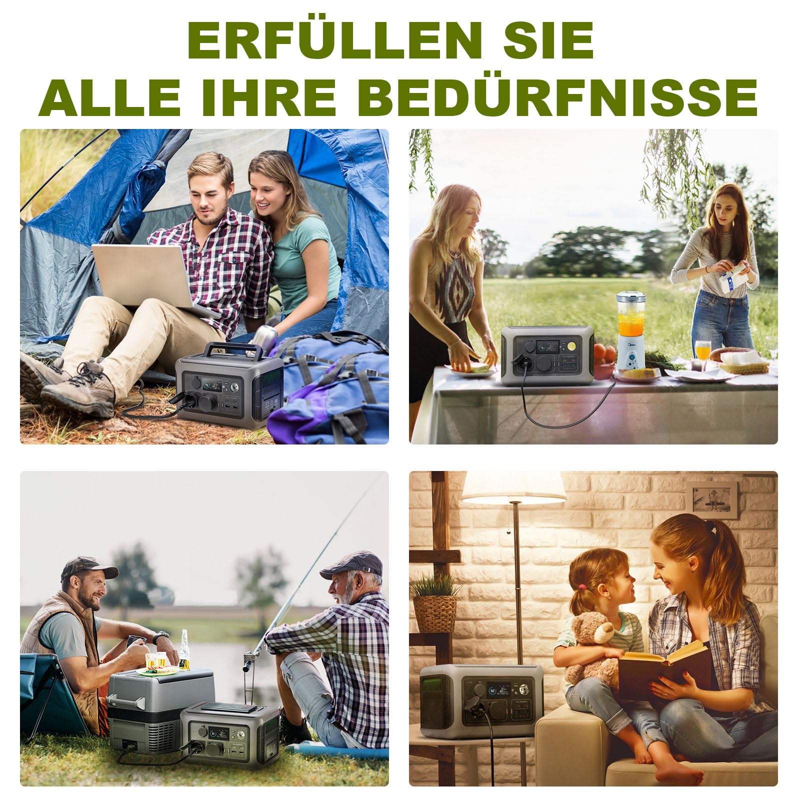 ALLPOWERS Solargenerator R600, 299WH LiFePO4 Batterie, 2x 600W (1200W Spitze) AC Ausgang Tragbare Powerstation mit 100W Solarpanel, Mobile Stromversorgung für Garten Reise Camping Wohnmobil Notfall