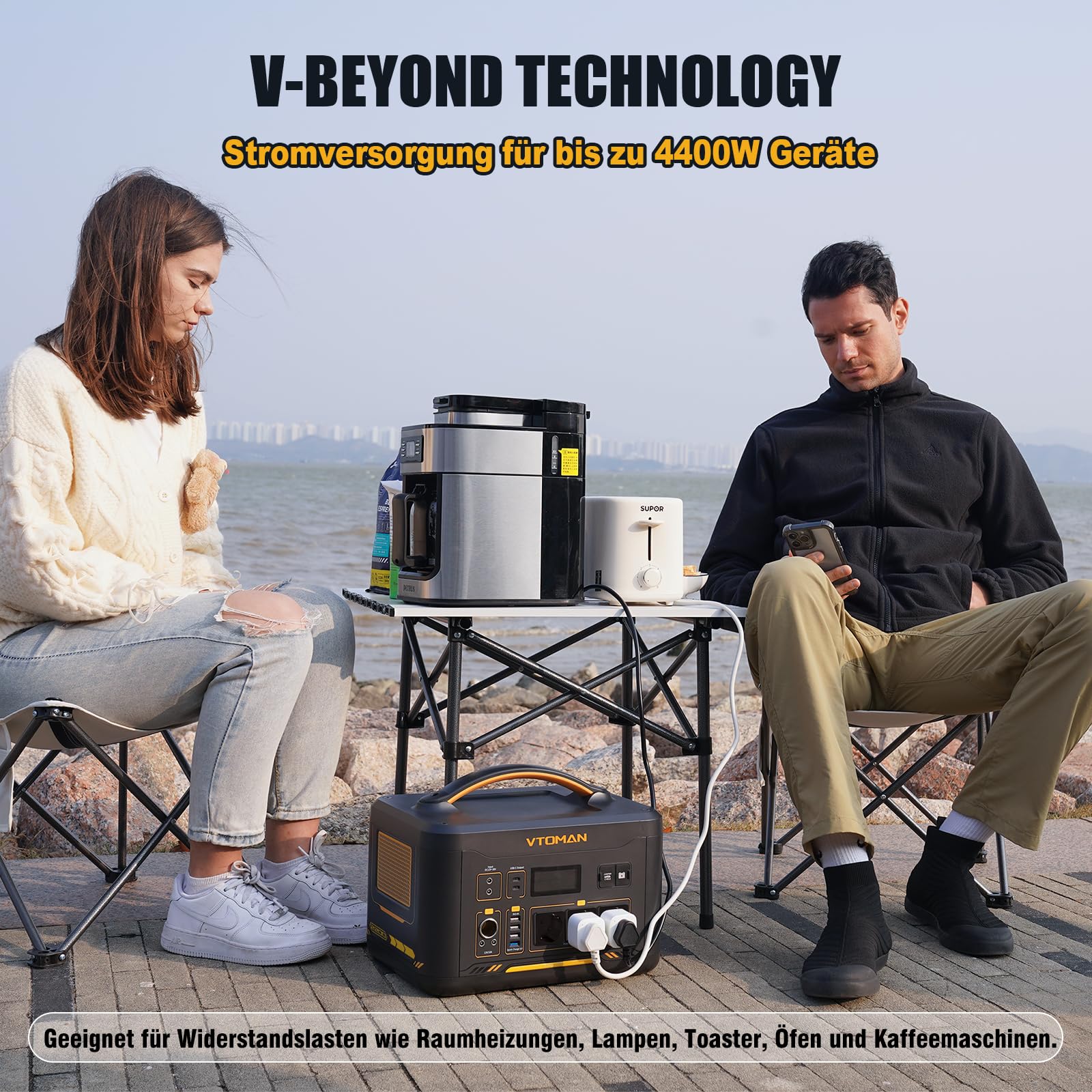 VTOMAN Jump 2200 Tragbare Powerstation - 1548Wh/2200W (Spitze 4400W) LiFePO4 Batterie Solar generatoren,Mobile Stromspeicher mit Erweiterbare Kapazität auf 3096Wh, Dual PD 100W Typ-C Anschlüsse