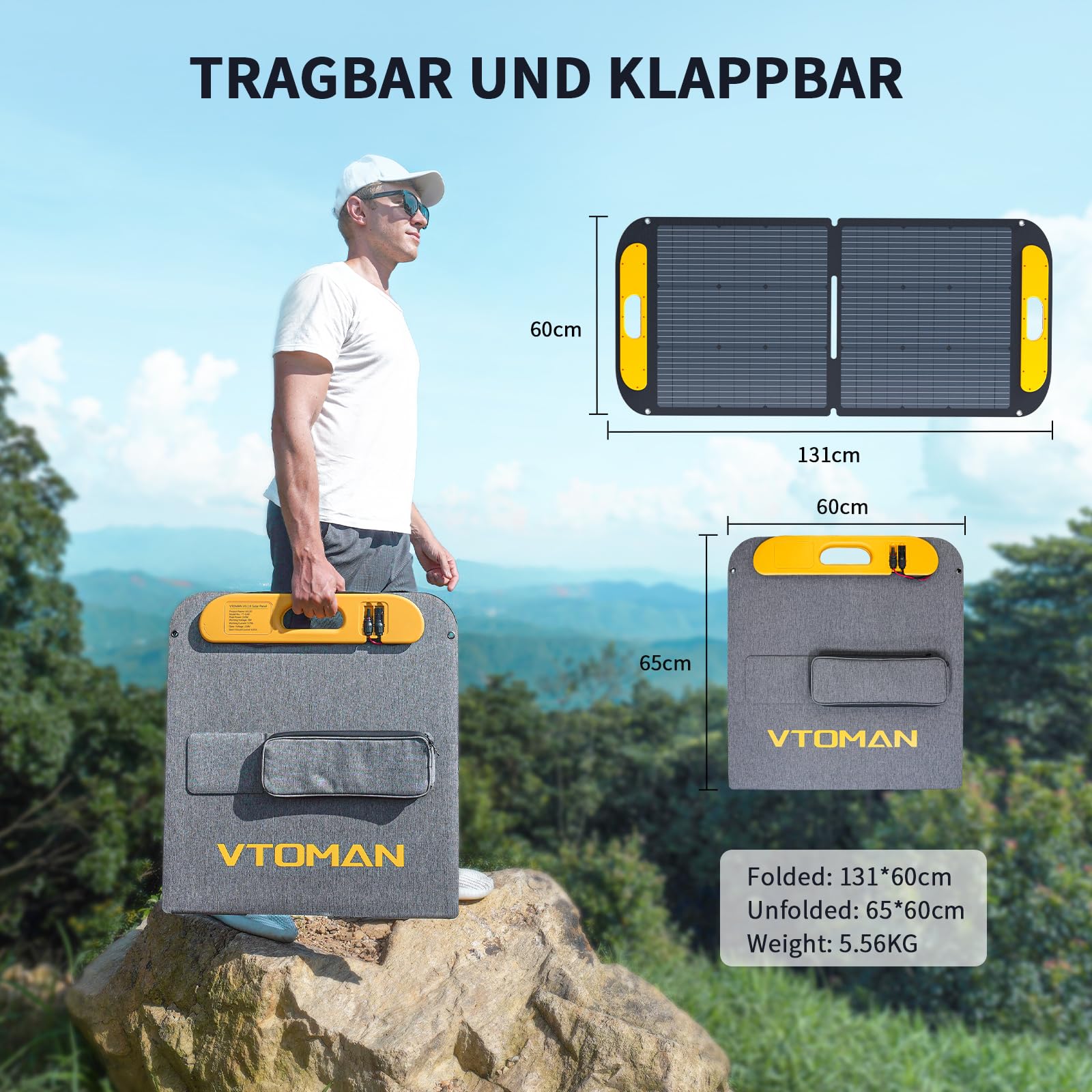 VTOMAN Tragbare Powerstation 1000W (2000W Spitze), 828Wh LiFePO4 Solargenerator mit 110W Solarpanel, 0-80% in 60 Min Schnellladung, Erweiterbar bis 2376Wh für Notfall, Camping, Reise, Wohnmobil