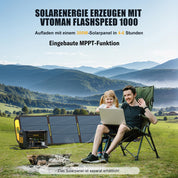 VTOMAN Tragbare Powerstation 1000W (2000W Spitze), 828Wh LiFePO4 Solargenerator mit 200W Solarpanel, 0-80% in 60 Min Schnellladung, Erweiterbar bis 2376Wh für Notfall, Camping, Reise, Wohnmobil