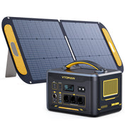 VTOMAN Jump 1500X Tragbare Powerstation mit 110W Solarpanel - 828Wh Solargenerator LiFePO4 Batterie Powerstation, 1500W AC/100W USB-C Ausgang, Erweiterbare Kapazität für Camping, Reisen, Wohnmobil